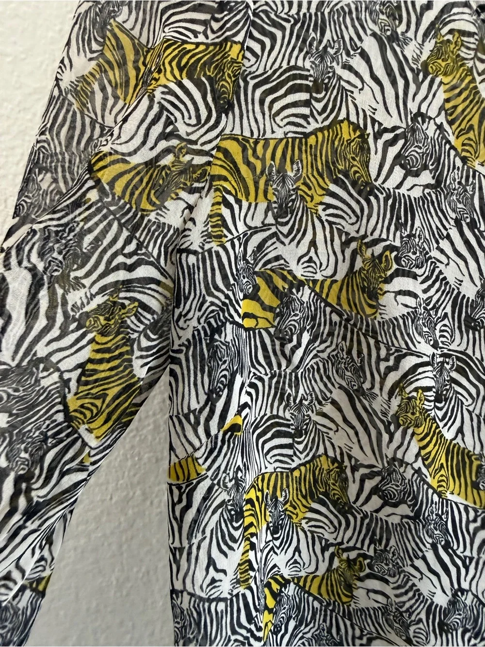 Banana Republic Sheer Zebra Print Long Sleeve with Front Cut Out Gold Bar